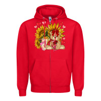 Red valentines day sunflowers with bear hjf Zipper Hoodie - NancyCooperArtShop