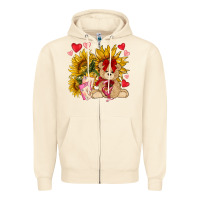 Sandshell valentines day sunflowers with bear hjf Zipper Hoodie - NancyCooperArtShop
