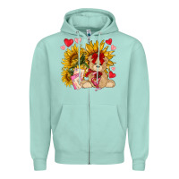 Seafoam valentines day sunflowers with bear hjf Zipper Hoodie - NancyCooperArtShop