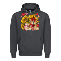 Smoke valentines day sunflowers with bear hjf Zipper Hoodie - NancyCooperArtShop
