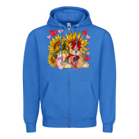 True Royal valentines day sunflowers with bear hjf Zipper Hoodie - NancyCooperArtShop
