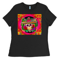 Black mexican skull Ladies Tee - Zillion Design Studio