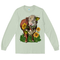 Matcha hereford bull with sunflowers Long Sleeve Tee - LillyAllenDesigns