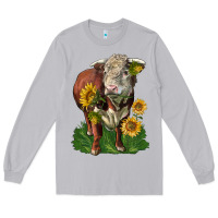 Moon Dust hereford bull with sunflowers Long Sleeve Tee - LillyAllenDesigns
