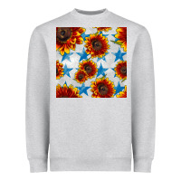 Heather Grey patriotic sunflowers and stars Heavyweight Sweatshirt - BundleAndBundleShop