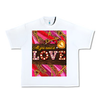White all you need is love Urban Heavy Tee - AdoDesignShop