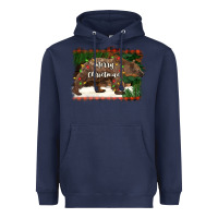 Navy merry christmas bear Heavyweight Hoodie - BarkalooDesign