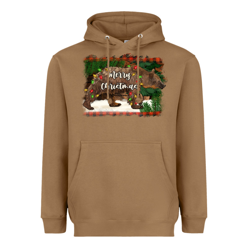 Merry Christmas Bear Heavyweight Hoodie by BarkalooDesign | Teevron
