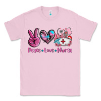 Bubblegum Pink peace love nurse Classic Tee - AdoDesignShop