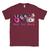 Burgundy peace love nurse Classic Tee - AdoDesignShop