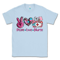 Dusty Blue peace love nurse Classic Tee - AdoDesignShop