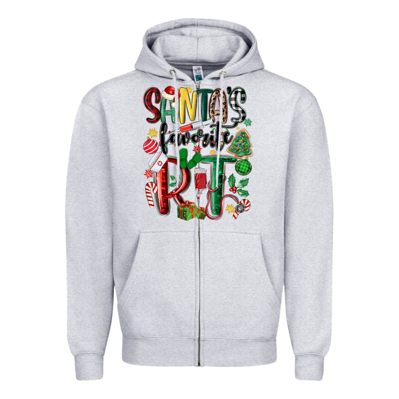 Santas Favorite Rt Nurse Zipper Hoodie by MaliasSmallBusiness | Teevron
