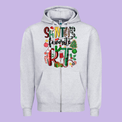Santas Favorite Rt Nurse Zipper Hoodie Designed By Maliassmallbusiness