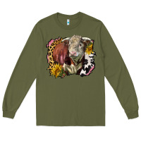 Army Green hereford bull western background Long Sleeve Tee - LillyAllenDesigns