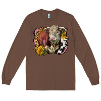Chestnut hereford bull western background Long Sleeve Tee - LillyAllenDesigns