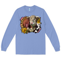 Colony Blue hereford bull western background Long Sleeve Tee - LillyAllenDesigns