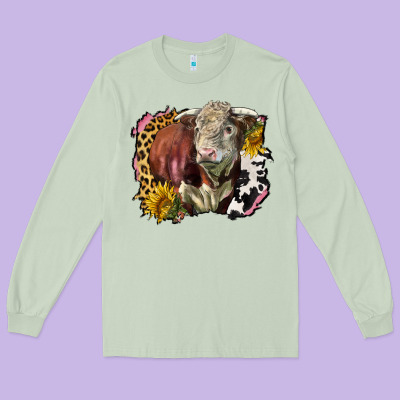 Hereford Bull Western Background Long Sleeve Tee Designed By Lillyallendesigns