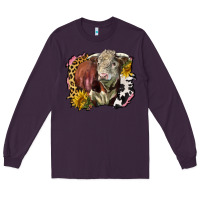 Plum hereford bull western background Long Sleeve Tee - LillyAllenDesigns