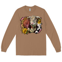 Toasted Coconut hereford bull western background Long Sleeve Tee - LillyAllenDesigns
