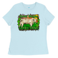 Baby Blue Thick Thighs Lucky Vibes Charolais Bull Ladies Tee - RanaPortraitStore