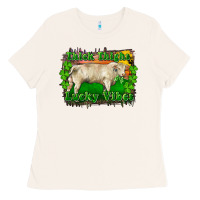 Bone Thick Thighs Lucky Vibes Charolais Bull Ladies Tee - RanaPortraitStore