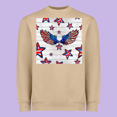 Patriotic Eagle Wing Heavyweight Sweatshirt Designed By Bundleandbundleshop