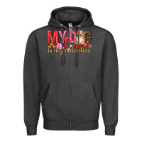 Charcoal Heather my dog is my valentine Zipper Hoodie - NancyCooperArtShop