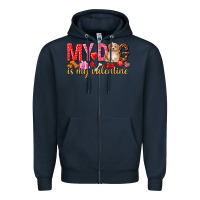 Navy my dog is my valentine Zipper Hoodie - NancyCooperArtShop