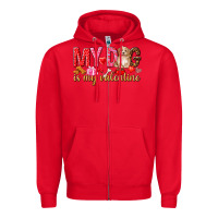 Red my dog is my valentine Zipper Hoodie - NancyCooperArtShop