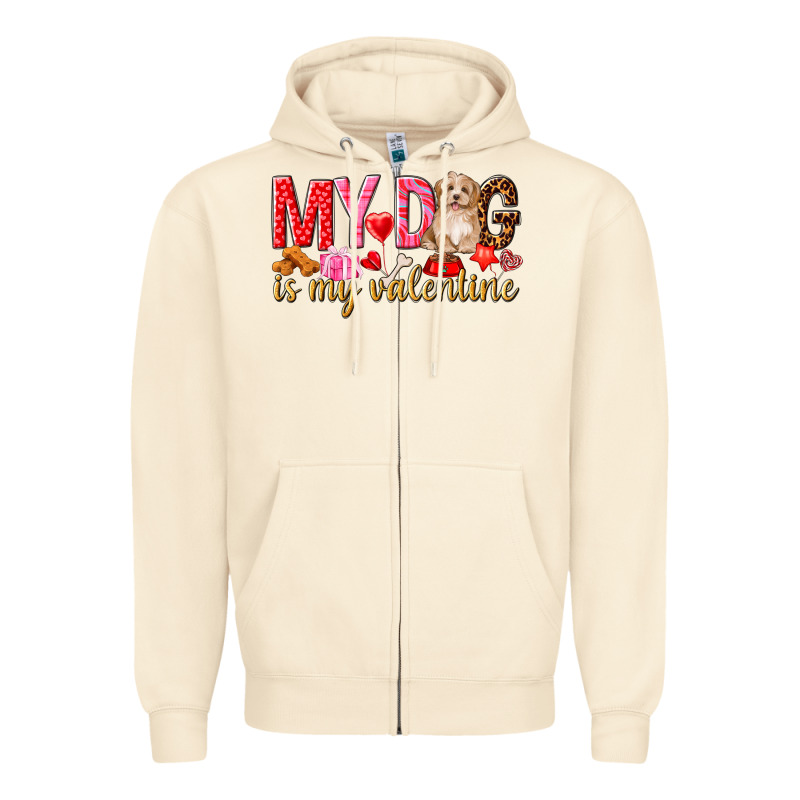 My Dog Is My Valentine Zipper Hoodie by NancyCooperArtShop | Teevron