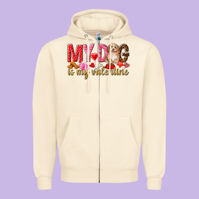 My Dog Is My Valentine Zipper Hoodie Designed By Nancycooperartshop