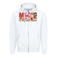 White my dog is my valentine Zipper Hoodie - NancyCooperArtShop