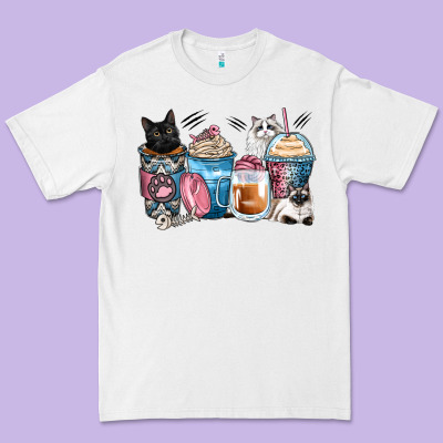 Cat Coffee Cups Premium Tee Designed By Zillion Design Studio