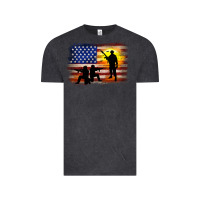 Vintage Black american flag soldier sunset Vintage Tee - JahusDesignShop