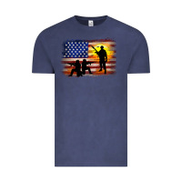 Vintage Denim american flag soldier sunset Vintage Tee - JahusDesignShop