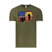 Vintage Olive american flag soldier sunset Vintage Tee - JahusDesignShop