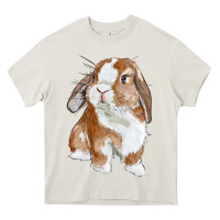Cream cute bunny Heavy Core Tee - RanaPortraitStore