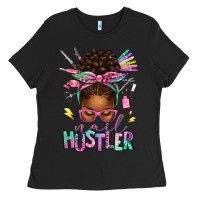 Black nail hustler afro messy bun Ladies Tee - texasbilliewilder