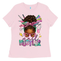 Bubblegum Pink nail hustler afro messy bun Ladies Tee - texasbilliewilder