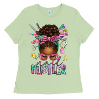 Matcha nail hustler afro messy bun Ladies Tee - texasbilliewilder