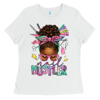 White nail hustler afro messy bun Ladies Tee - texasbilliewilder