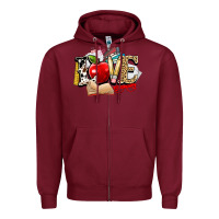 Burgundy teacher school love Zipper Hoodie - NancyCooperArtShop