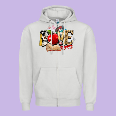 Teacher School Love Zipper Hoodie Designed By Nancycooperartshop