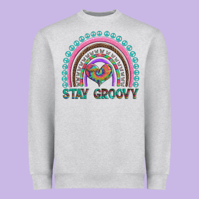 Stay Groovy With Rainbow And Heart Heavyweight Sweatshirt Designed By Artiststas