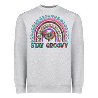 Heather Grey stay groovy with rainbow and heart Heavyweight Sweatshirt - Artiststas