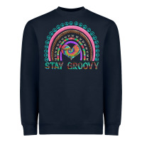 Navy stay groovy with rainbow and heart Heavyweight Sweatshirt - Artiststas