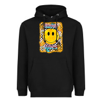 Black happy vibes smiley face Heavyweight Hoodie - BarkalooDesign