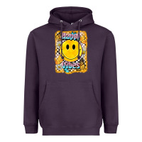 Plum happy vibes smiley face Heavyweight Hoodie - BarkalooDesign