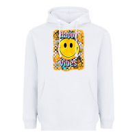 White happy vibes smiley face Heavyweight Hoodie - BarkalooDesign