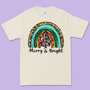 Merry And Bright Rainbow Christmas Premium Tee Designed By Ranaportraitstore